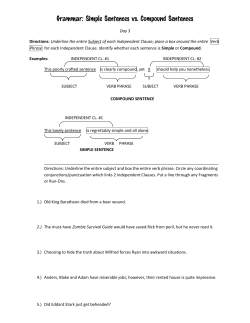 Grammar: Simple Sentences vs. Compound Sentences