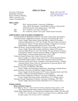 Jeffrey D. Means - University of Wyoming