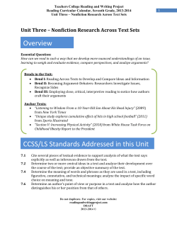 Nonfiction Research Across Text Sets