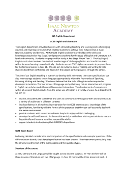 INA English Department GCSE English and Literature The English
