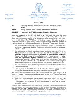 Procedures for PFRS Involuntary Disability Retirement