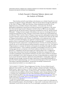 Is Early Foucault A Historian? History, history