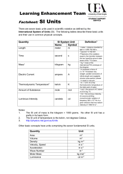 SI Units - UEA`s Portal