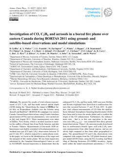 Investigation of CO, C2H6 and aerosols in a boreal fire plume over