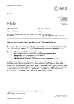 Subject: Procedure for ESA qualification of PCB manufacturers The