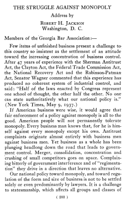 THE STRUGGLE AGAINST MONOPOLY Address by