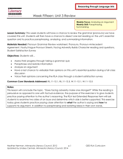 Unit 3 Review - Minnesota Literacy Council