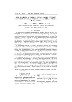 the quality of syrups used for bee feeding before winter and their