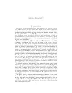 SPECIAL RELATIVITY 1. Introduction By the end of the