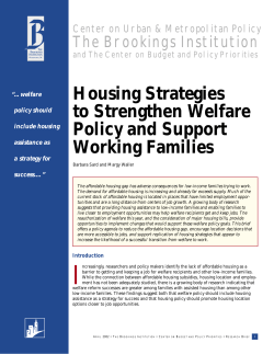 Housing Strategies to Strengthen Welfare Policy and Support