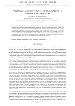 Phosphorus acquisition by barley (Hordeum vulgare L.) at