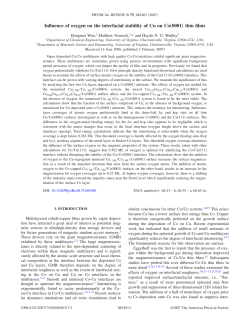Influence of oxygen on the interfacial stability of Cu on Co&bdquo;0001