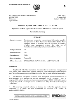 Application for Basic Approval at MEPC 58