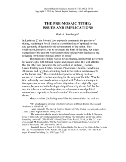 The Pre-Mosaic Tithe: Issues and Implications