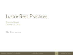 Lustre Best Practices