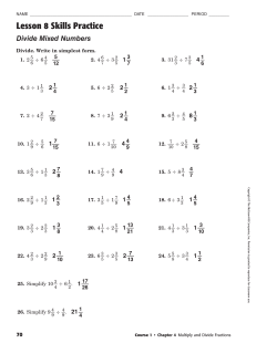 Lesson 8 Skills Practice Divide Mixed Numbers