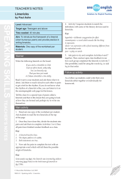 Speaking skills: Limericks