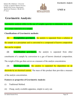 Gravimetric Analysis: