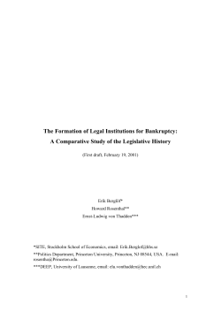 The Formation of Legal Institutions for Bankruptcy - Ernst