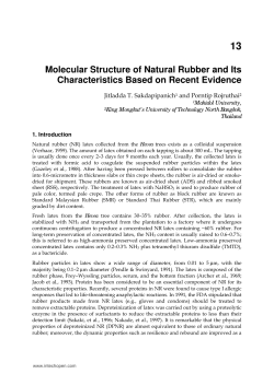 Molecular Structure of Natural Rubber and Its Characteristics Based