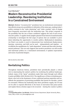 Modern Reconstructive Presidential Leadership