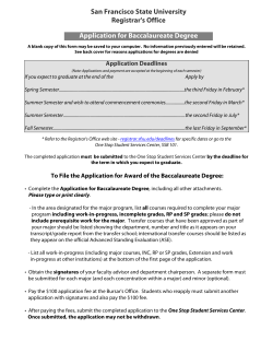 San Francisco State University Registrar`s Office Application for