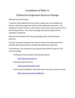 Foundations of Math 11 Substantive Assignment Resource Package