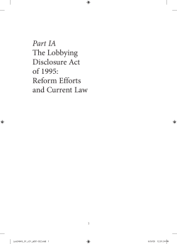 Part IA The Lobbying Disclosure Act of 1995: Reform Efforts and