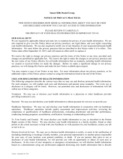HIPAA Notice of our privacy practices