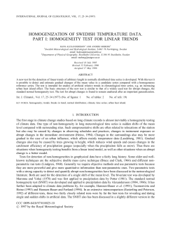 HOMOGENIZATION OF SWEDISH TEMPERATURE DATA. PART I