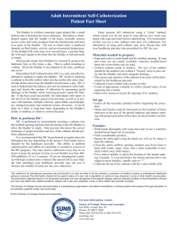 Adult Intermittent Self-Catheterization Patient Fact Sheet