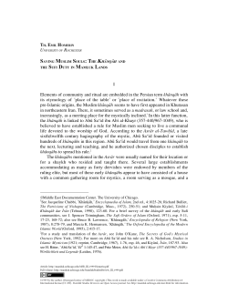 Saving Muslim Souls: The Kanqah and the Sufi Duty in Mamluk