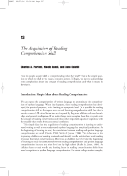 13 The Acquisition of Reading Comprehension Skill