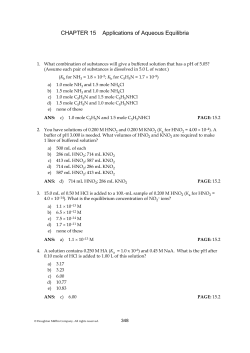 CHAPTER 15 Applications of Aqueous Equilibria