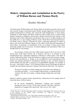 Dialect, Adaptation and Assimilation in the Poetry of William Barnes