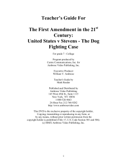 Educator`s Guide for U.S. v. Stevens