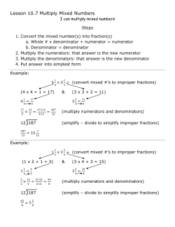 Lesson 10.7 Multiply Mixed Numbers