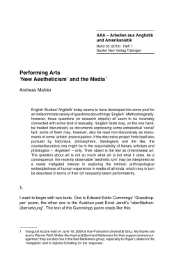 Performing Arts `New Aestheticism` and the Media1