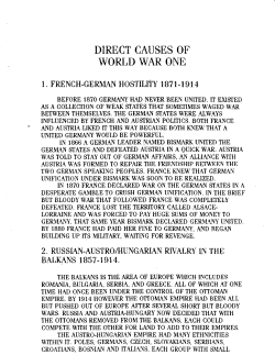 Direct Causes of WWI