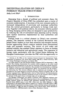 Decentralization of China`s Foreign Trade Structures