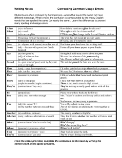 Writing Notes Correcting Common Usage Errors