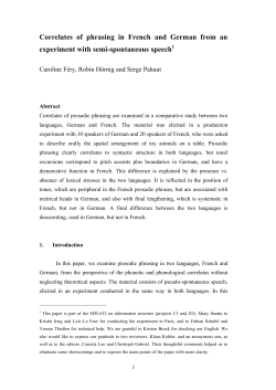 Correlates of phrasing in French and German from an experiment
