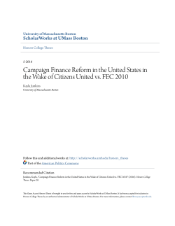 Campaign Finance Reform in the United States in the Wake of