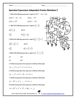 Equivalent Expressions Independent Practice Worksheet 2