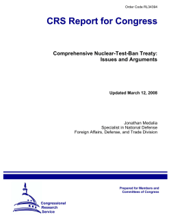 Comprehensive Nuclear-Test-Ban Treaty: Issues and