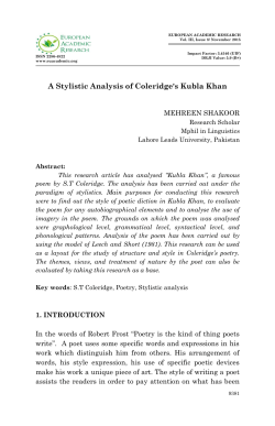 A Stylistic Analysis of Coleridge`s Kubla Khan