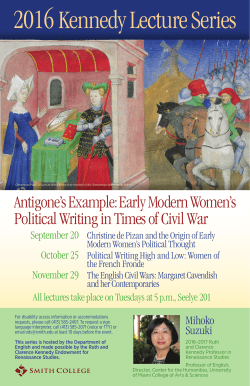 Antigone`s Example: Early Modern Women`s