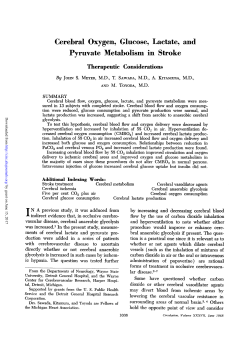 Cerebral Oxygen, Glucose, Lactate, and