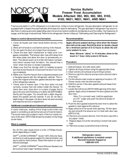 Service Bulletin Freezer Frost Accumulation Models Affected: 962