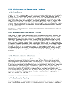 RULE 4:9. Amended And Supplemental Pleadings